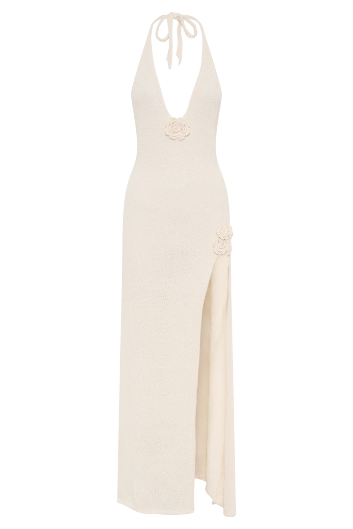 Halter Çiçekli Maxi Elbise