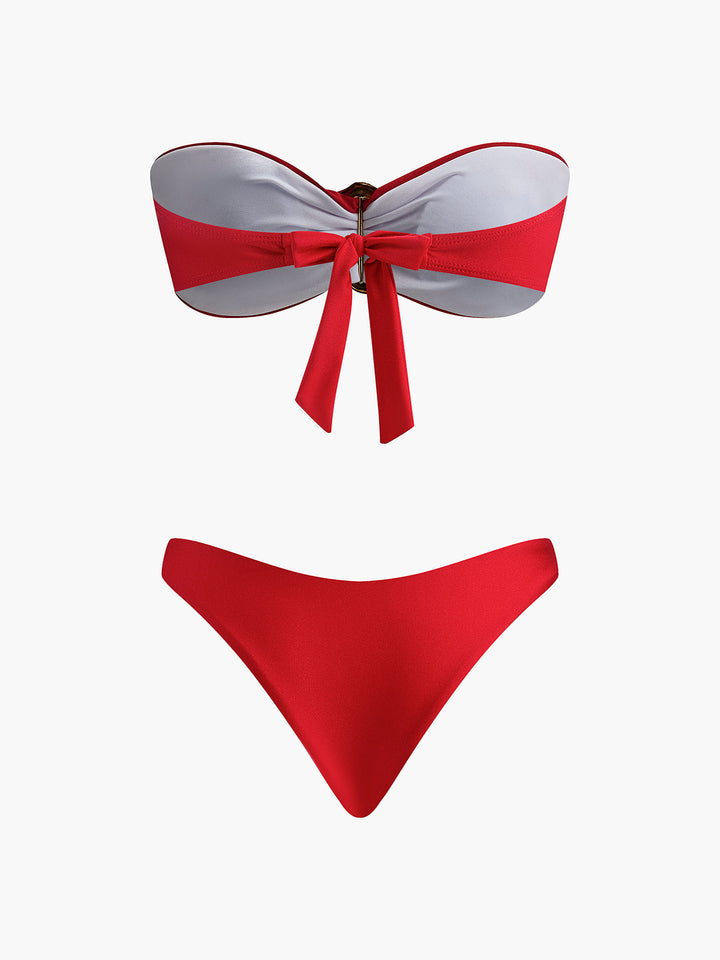 Yüksek Bel Kemerli Bandeau Bikini