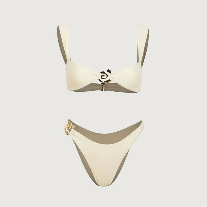 Aspiral Detaylı Yüksek Bel Bikini