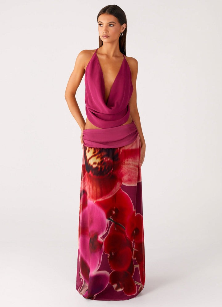Violette Bloom Kızaran Çiçekli Maxi Etek