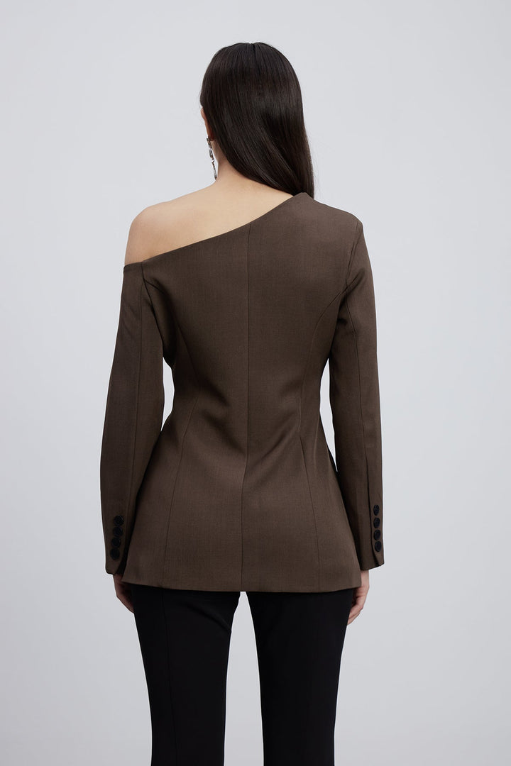 Asimetrik Tek Omuzlu Lüks Blazer Ceket