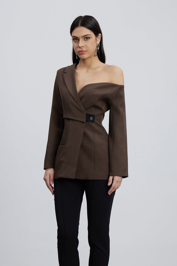 Asimetrik Tek Omuzlu Lüks Blazer Ceket