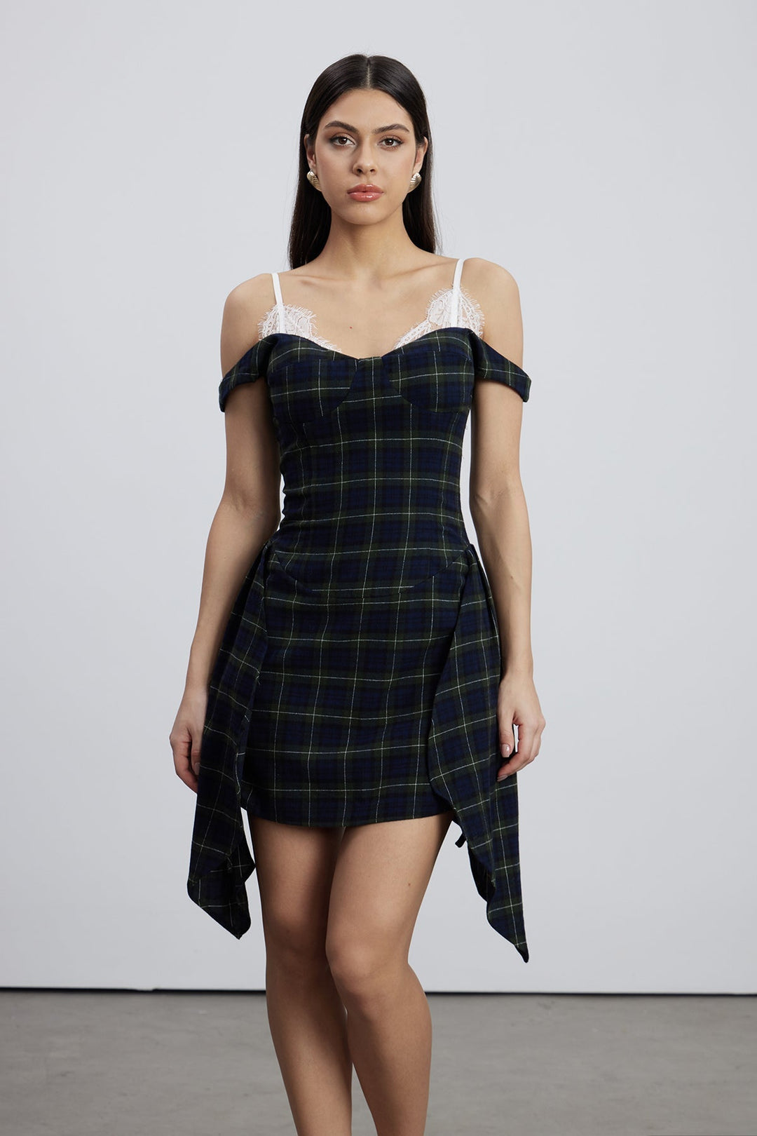 Izgara Fringe Yüksek Bel Mini Elbise