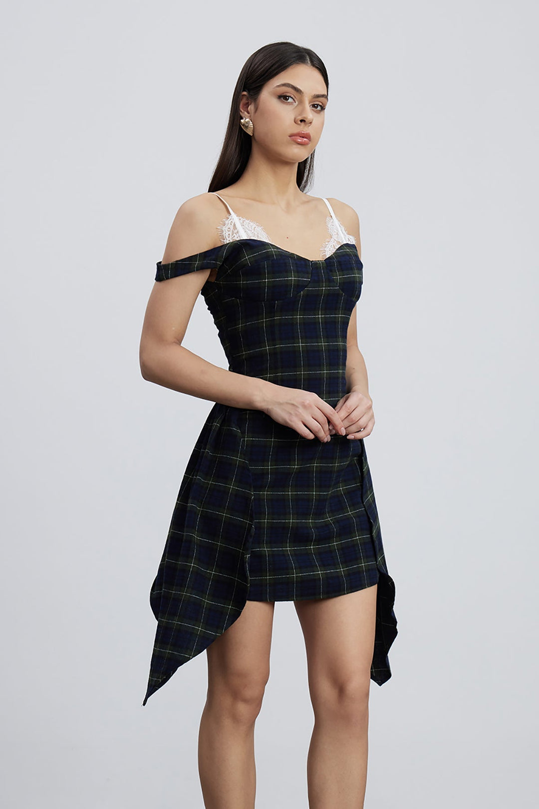Izgara Fringe Yüksek Bel Mini Elbise
