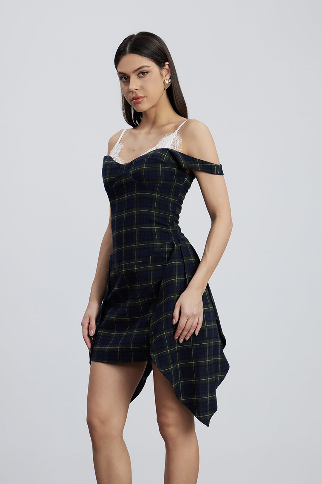 Izgara Fringe Yüksek Bel Mini Elbise