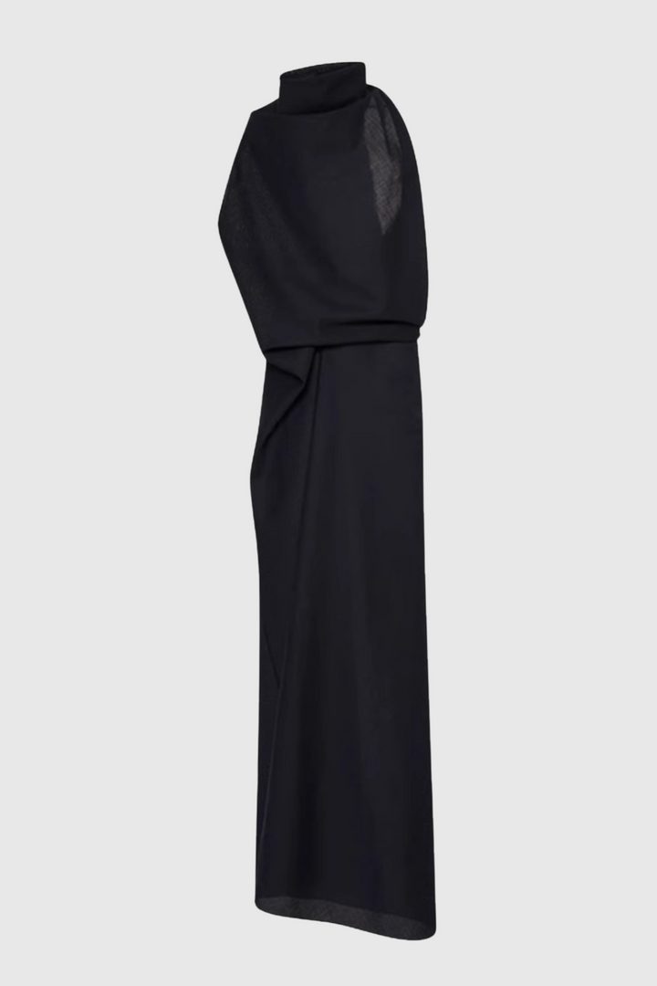 Modern Asimetrik Ruch Maxi Elbise