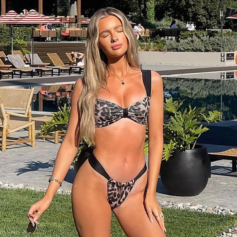 Yüksek Bel Leopar Desenli Kynle Bikini