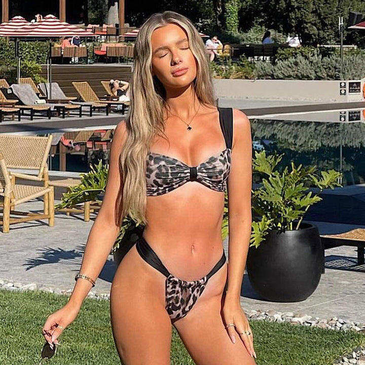Yüksek Bel Leopar Desenli Kynle Bikini