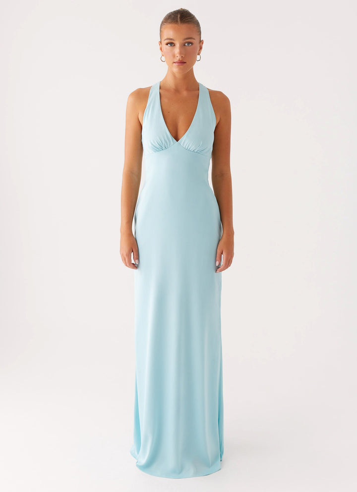 Modern Halter Yaka Maxi Elbise