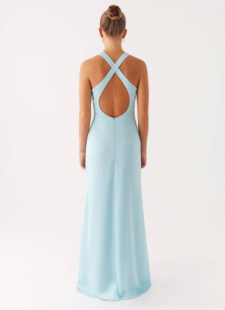 Modern Halter Yaka Maxi Elbise