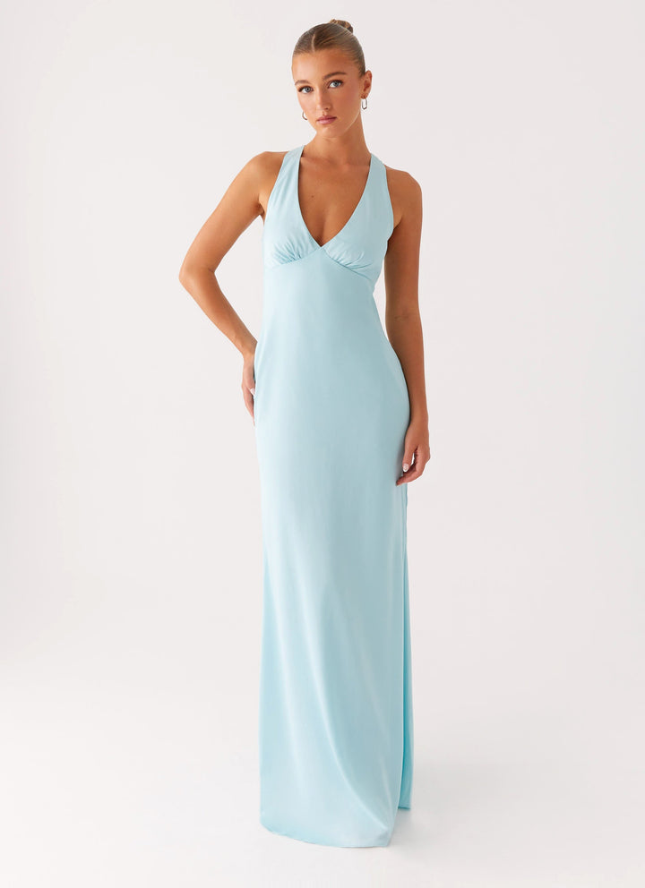 Modern Halter Yaka Maxi Elbise