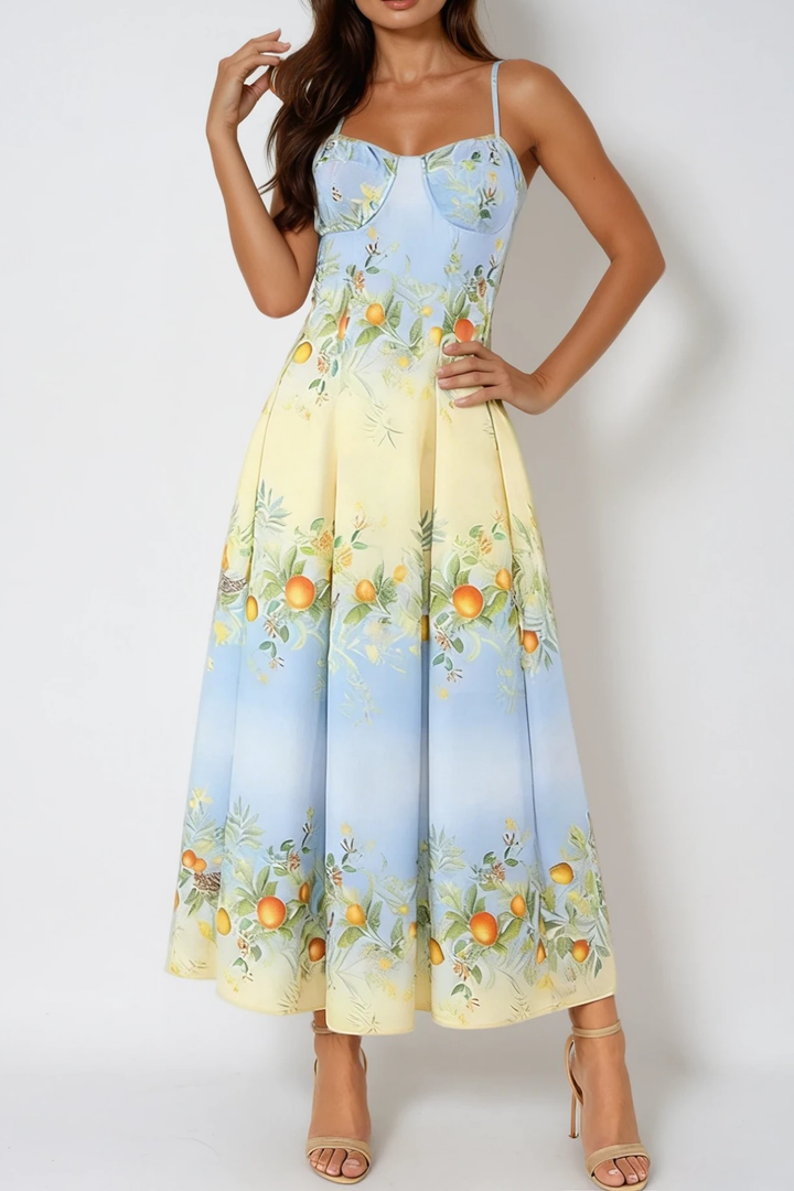 Çiçekli Modern Maxi Elbise