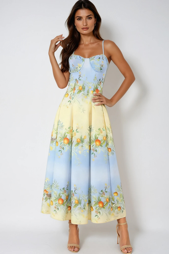 Çiçekli Modern Maxi Elbise