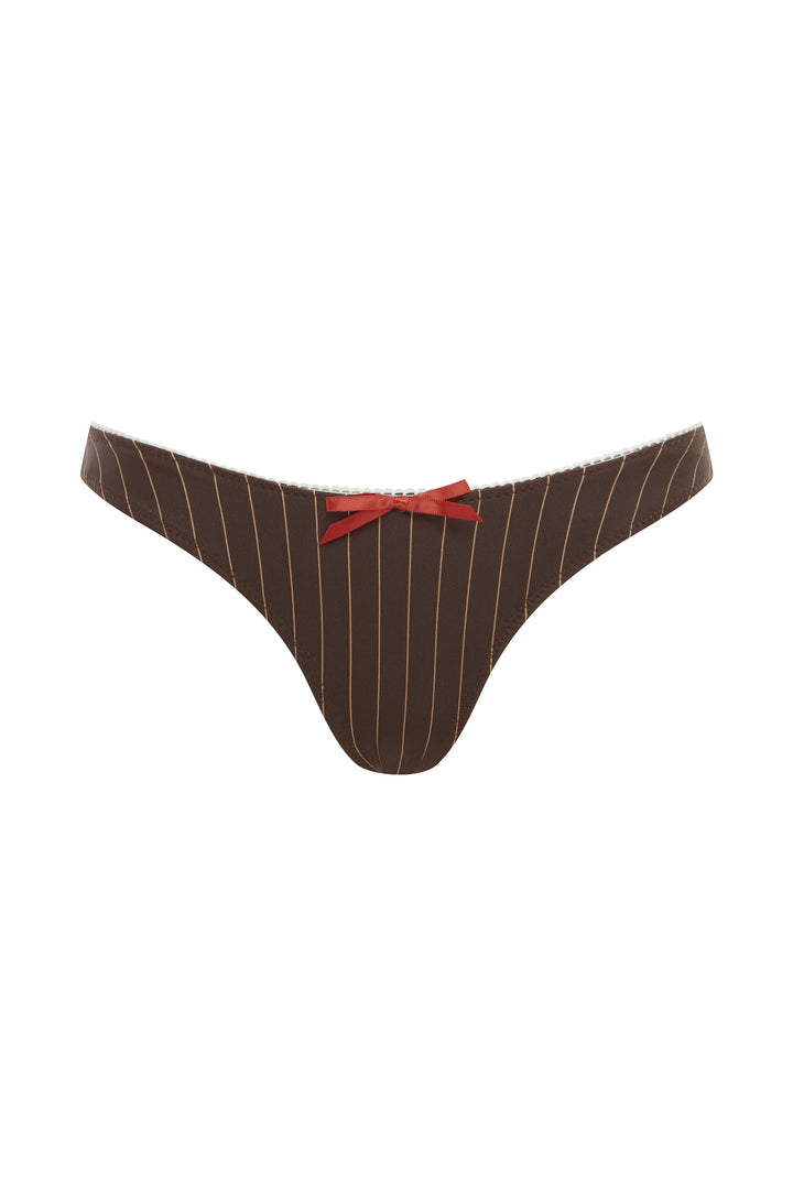 Yüksek Bel Kahverengi Çizgili Jeanie Bikini Takımı