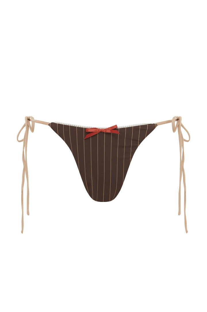 Yüksek Bel Kahverengi Çizgili Juni Bikini Takımı