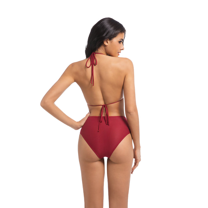 Yüksek Bel Kırmızı İki Parça Kadın Bikini