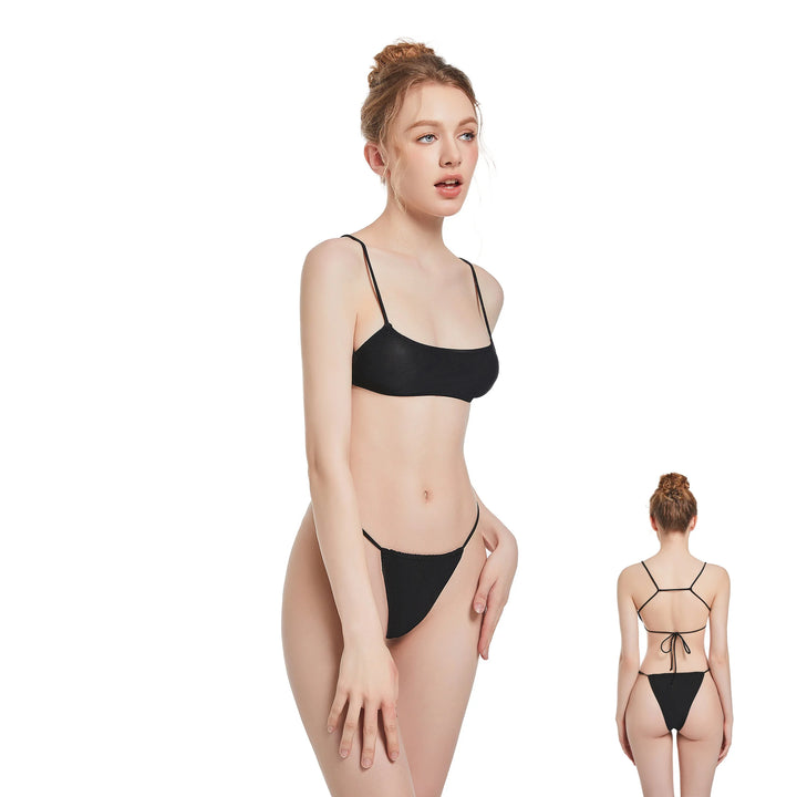 Yüksek Bel Siyah İki Parça Kadın Bikini