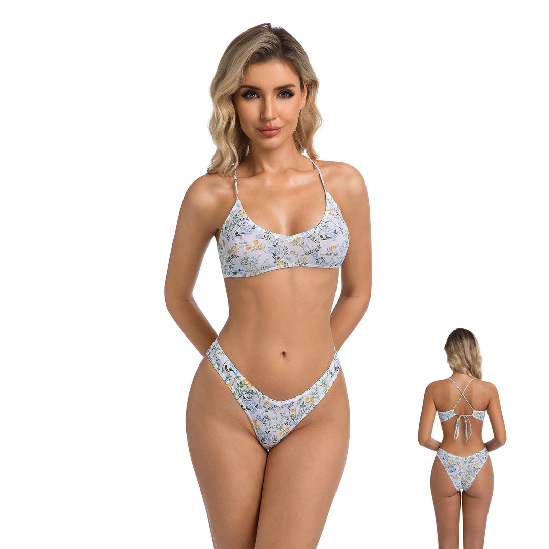 Yüksek Bel Renkli İki Parça Kadın Bikini