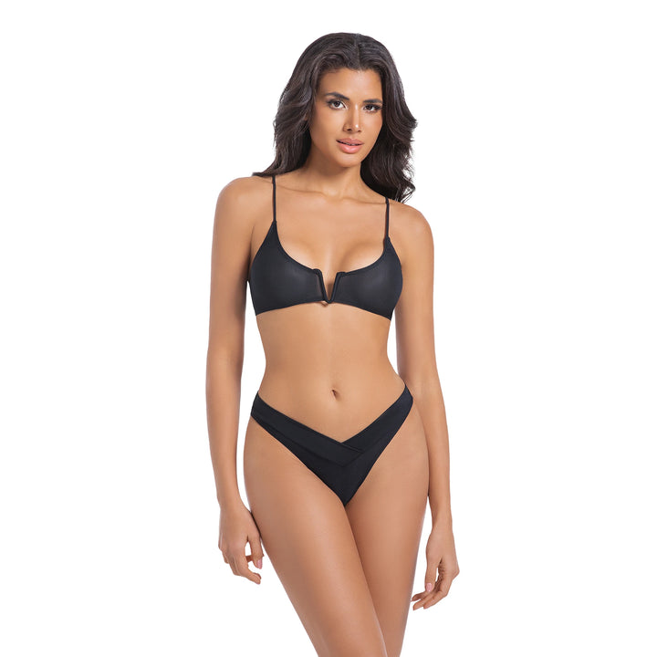 Yüksek Bel Siyah İki Parça Kadın Bikini