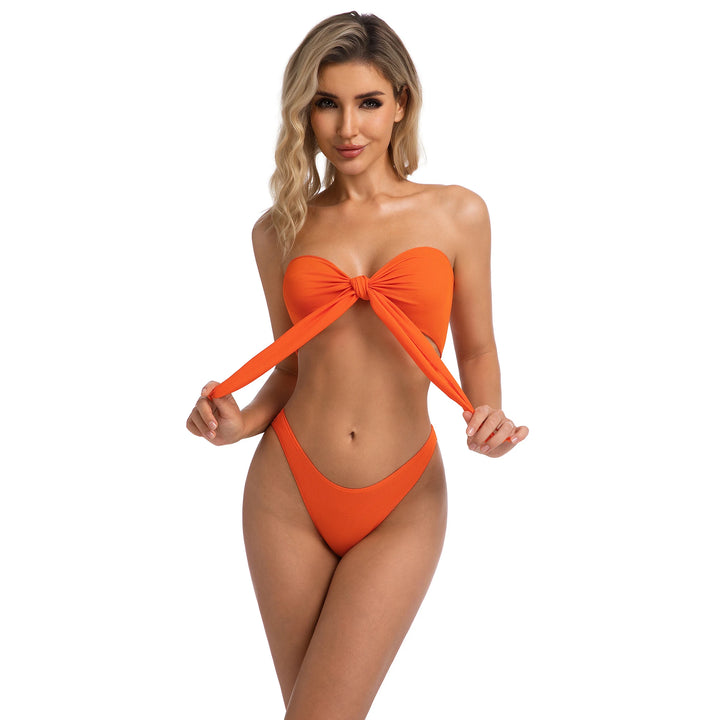 Yüksek Bel Turuncu İki Parça Kadın Bikini Takımı