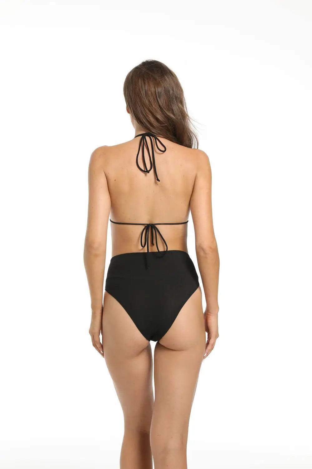 Yüksek Bel Siyah İki Parça Kadın Bikini