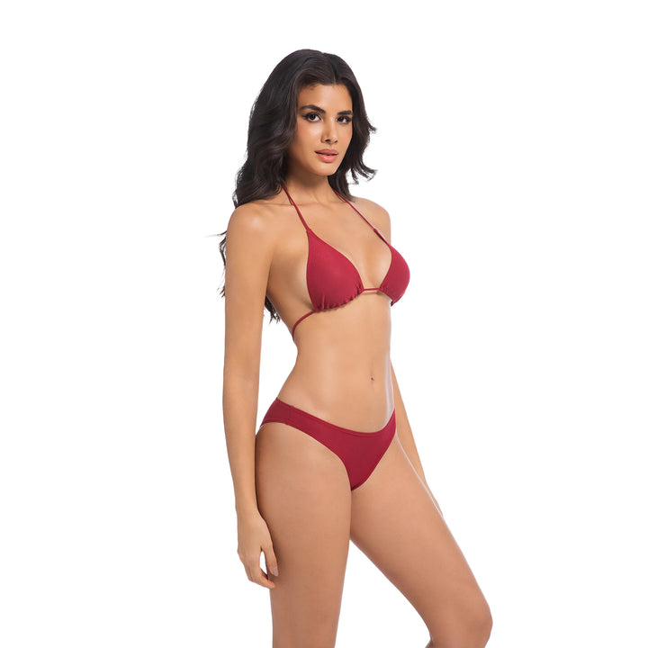 Yüksek Bel Kırmızı İki Parça Kadın Bikini