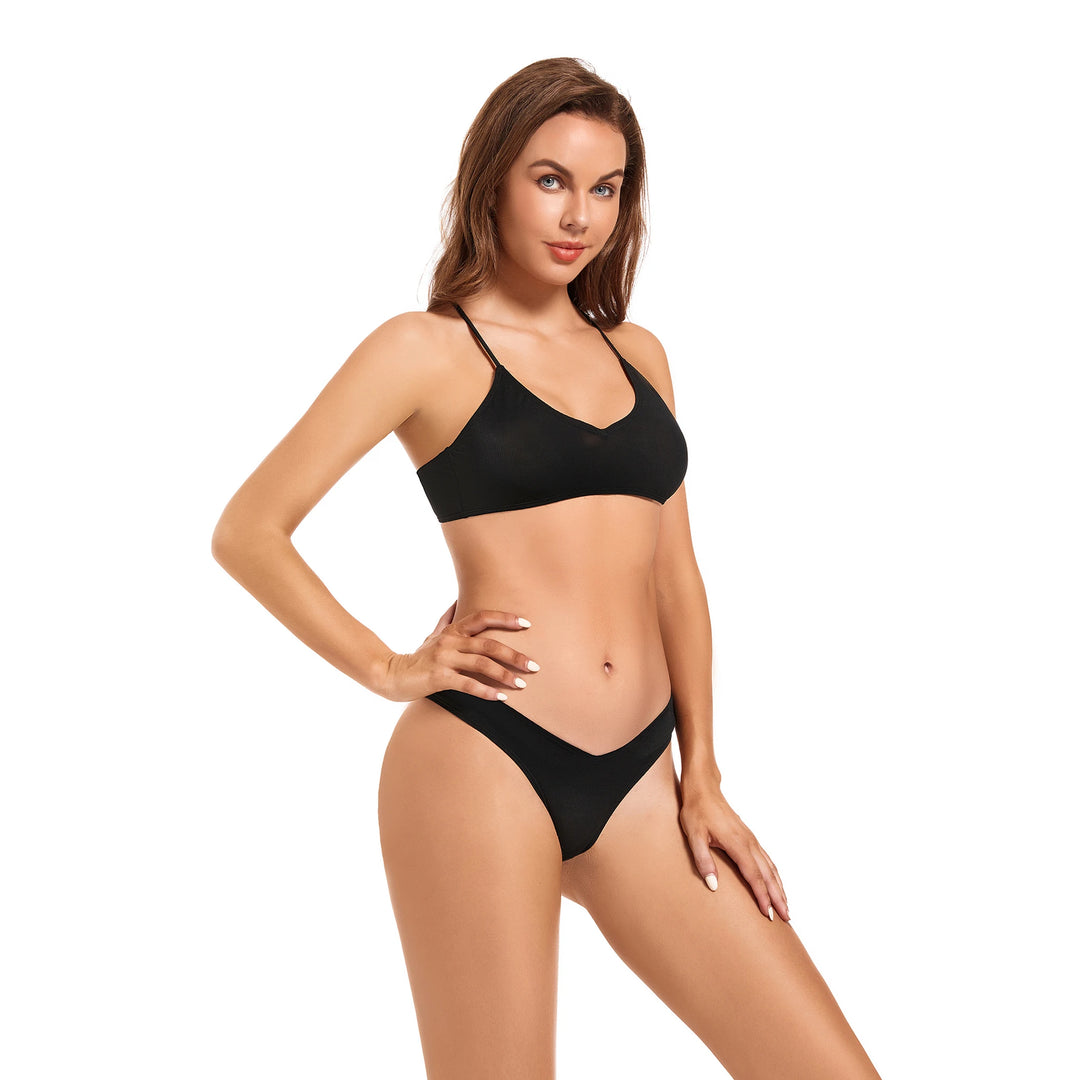 Yüksek Bel Siyah İki Parça Kadın Bikini