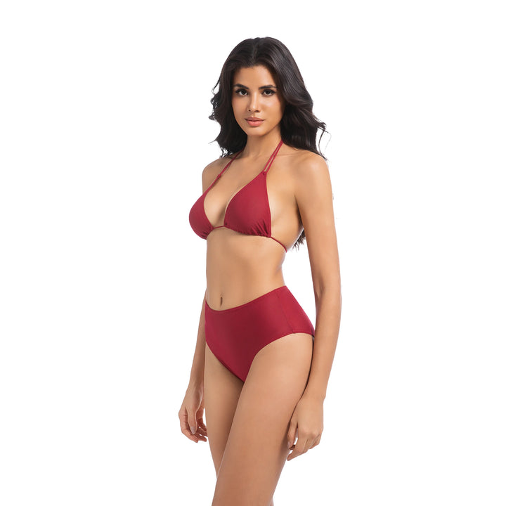 Yüksek Bel Kırmızı İki Parça Kadın Bikini