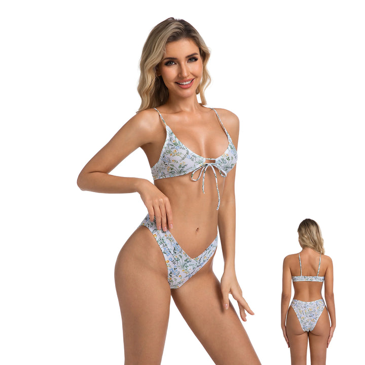Yüksek Bel Desenli İki Parça Kadın Bikini