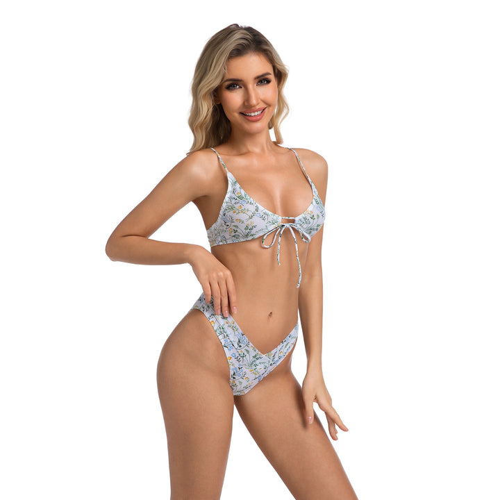 Yüksek Bel Desenli İki Parça Kadın Bikini