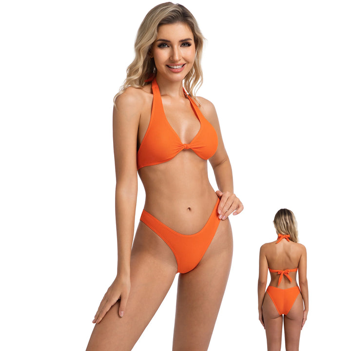 Yüksek Bel Turuncu İki Parça Kadın Bikini Seti