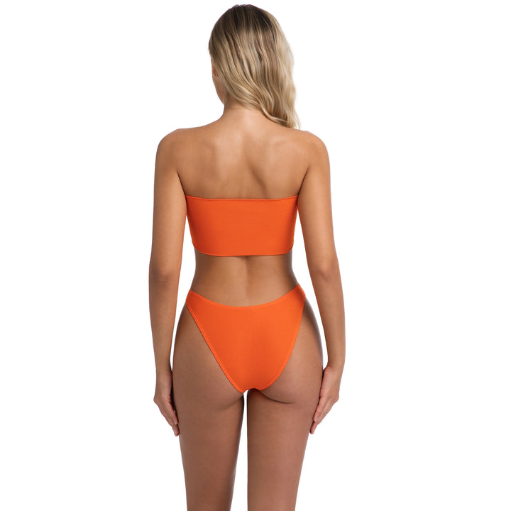 Yüksek Bel Turuncu İki Parça Kadın Bikini Takımı