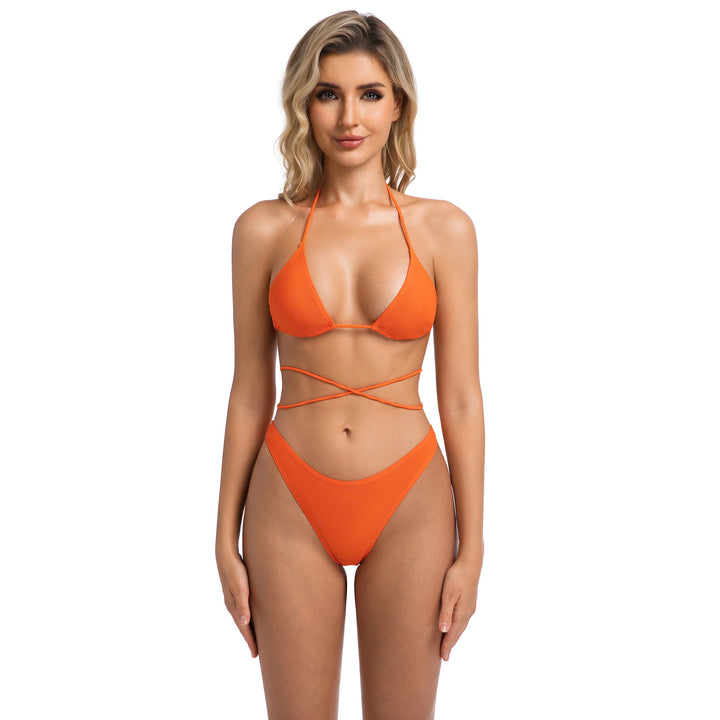 Yüksek Bel Turuncu İki Parça Kadın Bikini Takımı