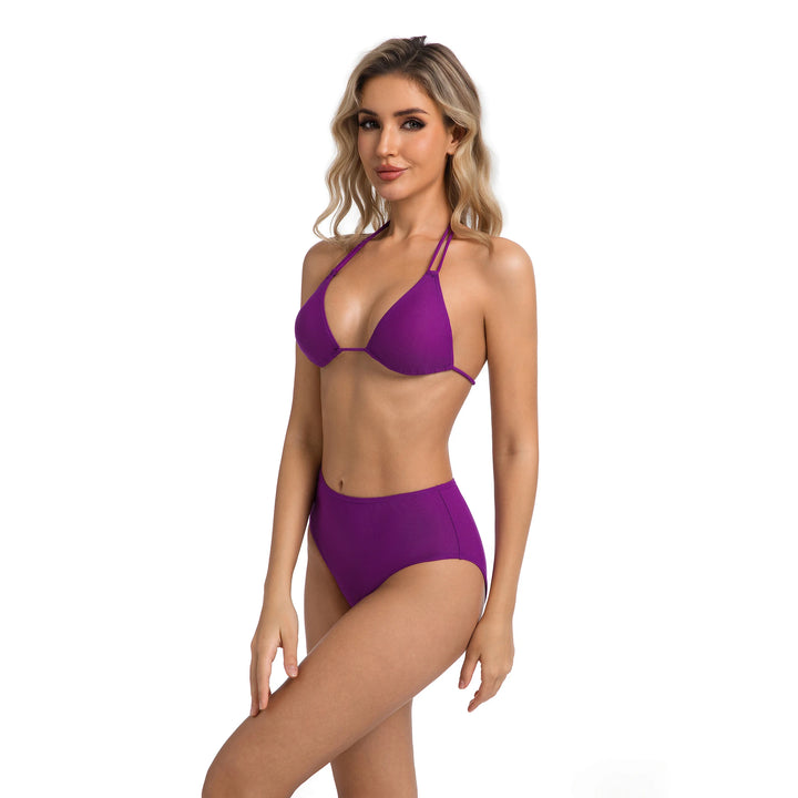 Yüksek Bel Mor İki Parça Kadın Bikini