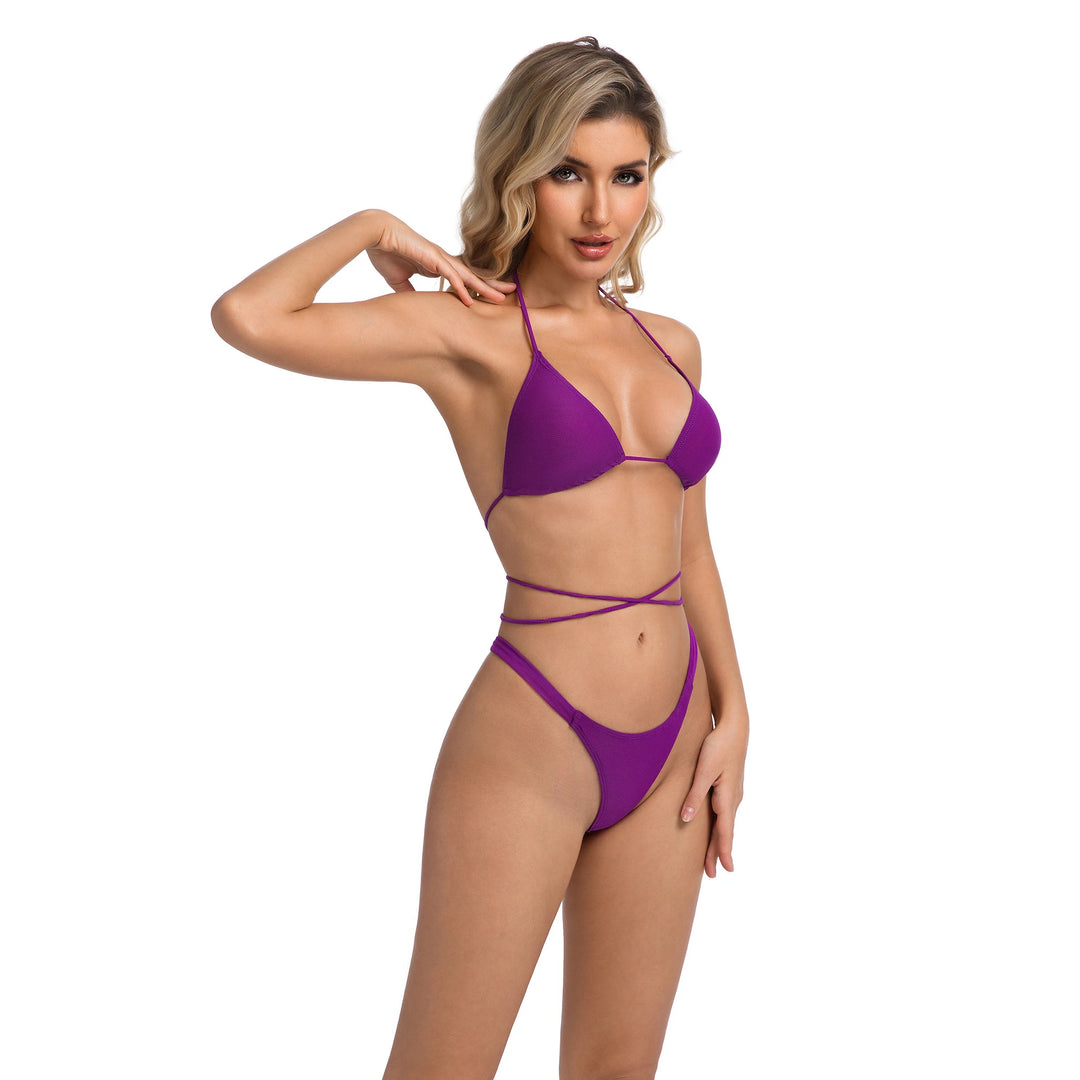 Yüksek Bel Mor İki Parça Kadın Bikini
