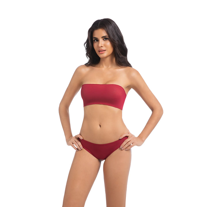 Yüksek Bel Kırmızı İki Parça Kadın Bikini