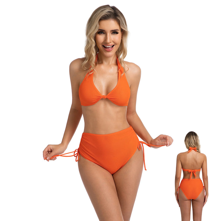 Yüksek Bel Turuncu İki Parça Kadın Bikini Seti