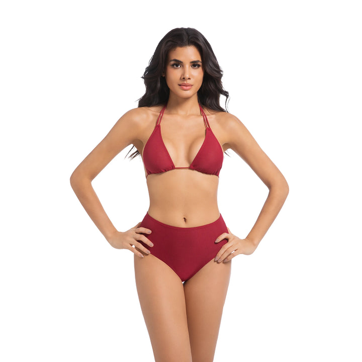 Yüksek Bel Kırmızı İki Parça Kadın Bikini