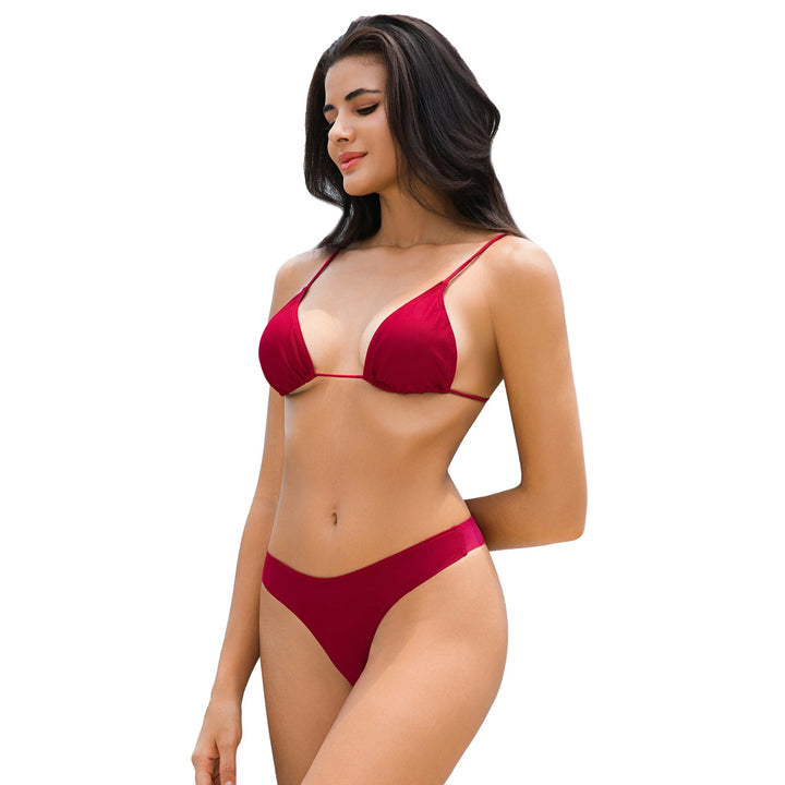 Yüksek Bel Kırmızı İki Parça Kadın Bikini