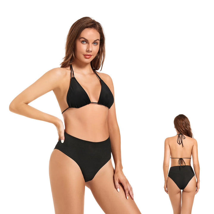 Yüksek Bel Siyah İki Parça Kadın Bikini