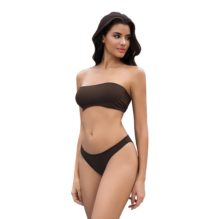 Yüksek Bel Kahverengi İki Parça Kadın Bikini Takımı