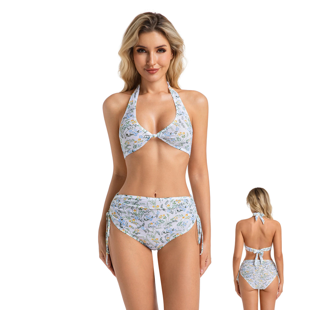 Yüksek Bel Renkli İki Parça Kadın Bikini