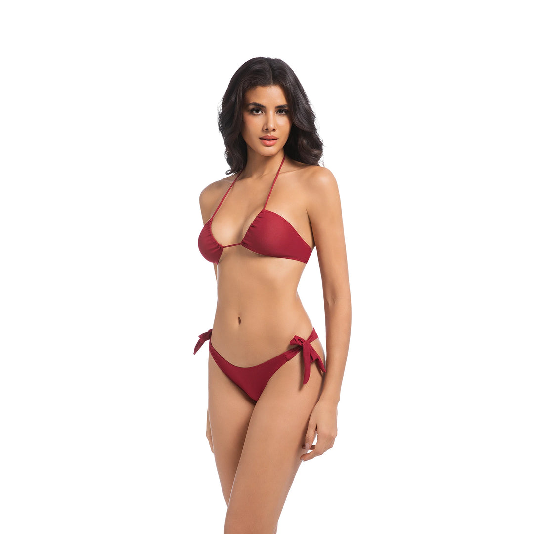 Yüksek Bel Kırmızı İki Parça Kadın Bikini