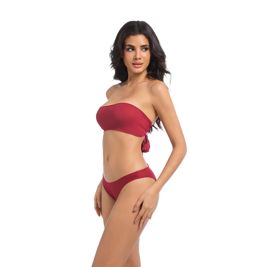 Yüksek Bel Kırmızı İki Parça Kadın Bikini