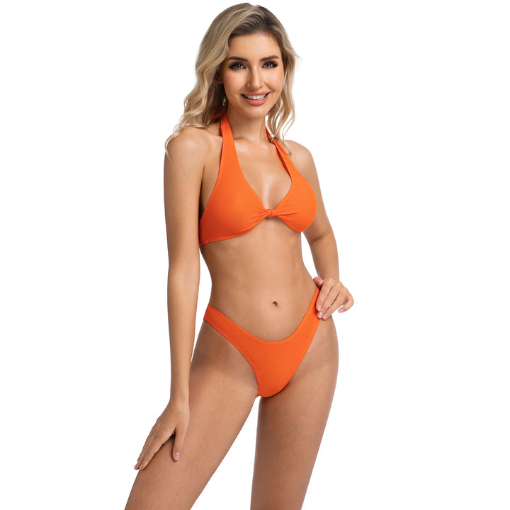 Yüksek Bel Turuncu İki Parça Kadın Bikini Seti
