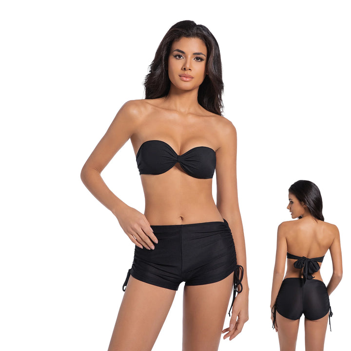 Yüksek Bel Siyah İki Parça Kadın Bikini