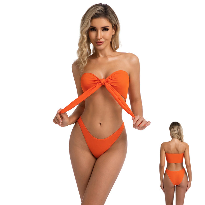 Yüksek Bel Turuncu İki Parça Kadın Bikini Takımı