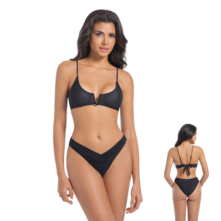 Yüksek Bel Siyah İki Parça Kadın Bikini