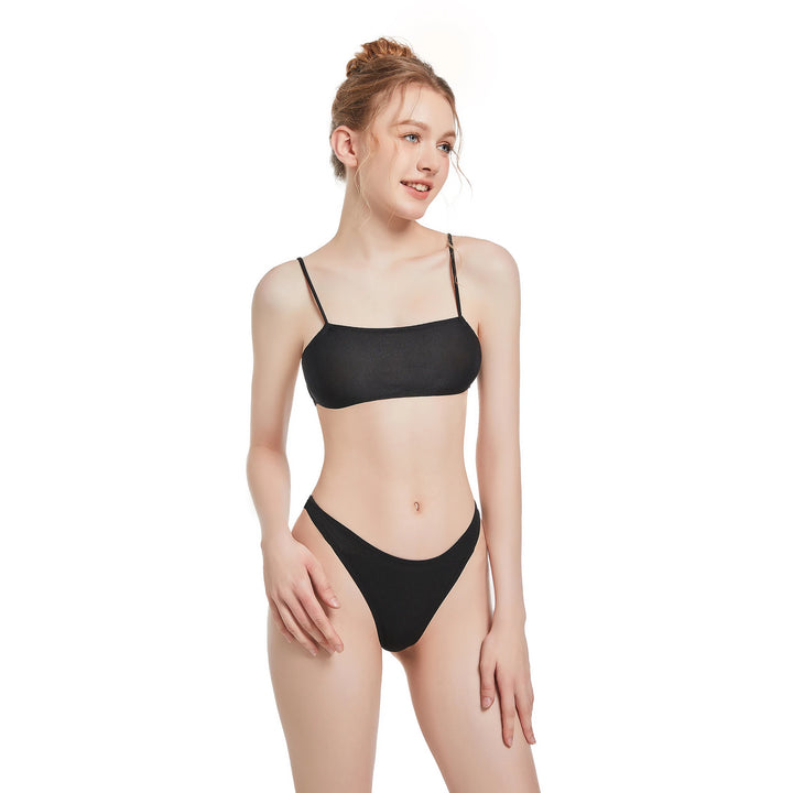 Yüksek Bel Siyah İki Parça Kadın Bikini