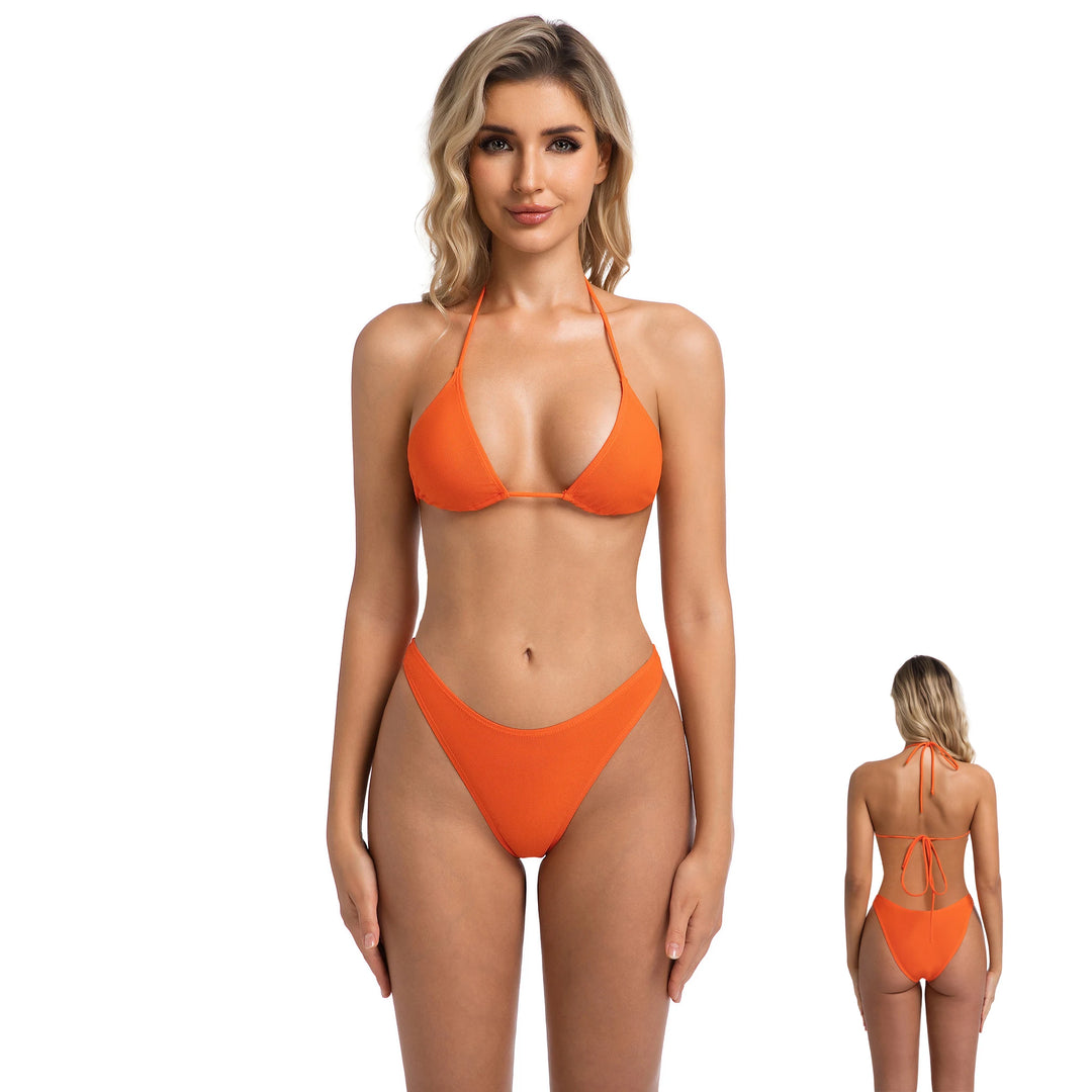 Yüksek Bel Turuncu İki Parça Kadın Bikini Seti